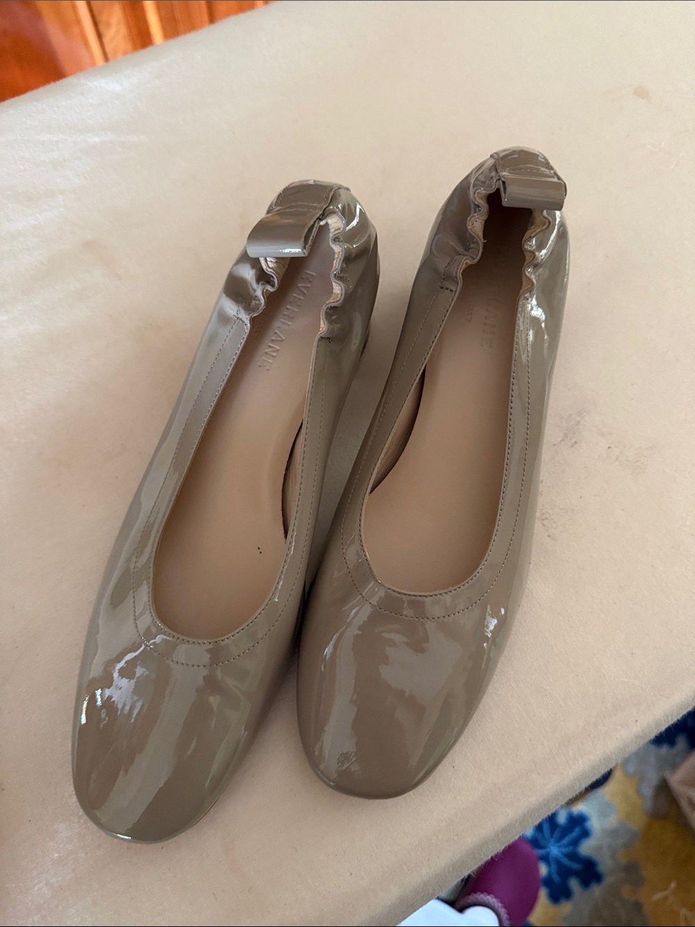 Everlane Glossy Taupe Patent Ballet Flats